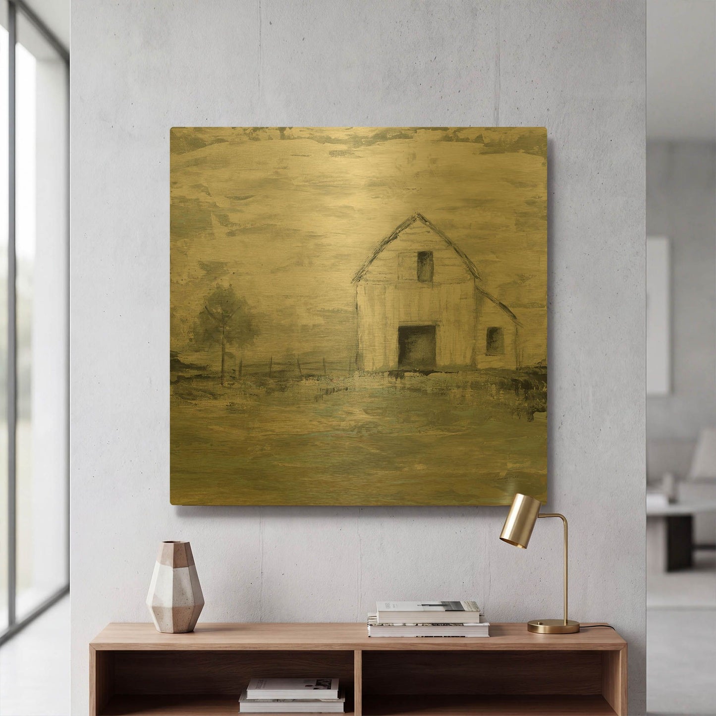 'Iowa Barn II' By Courtney Prahl Gold Metal Wall Art