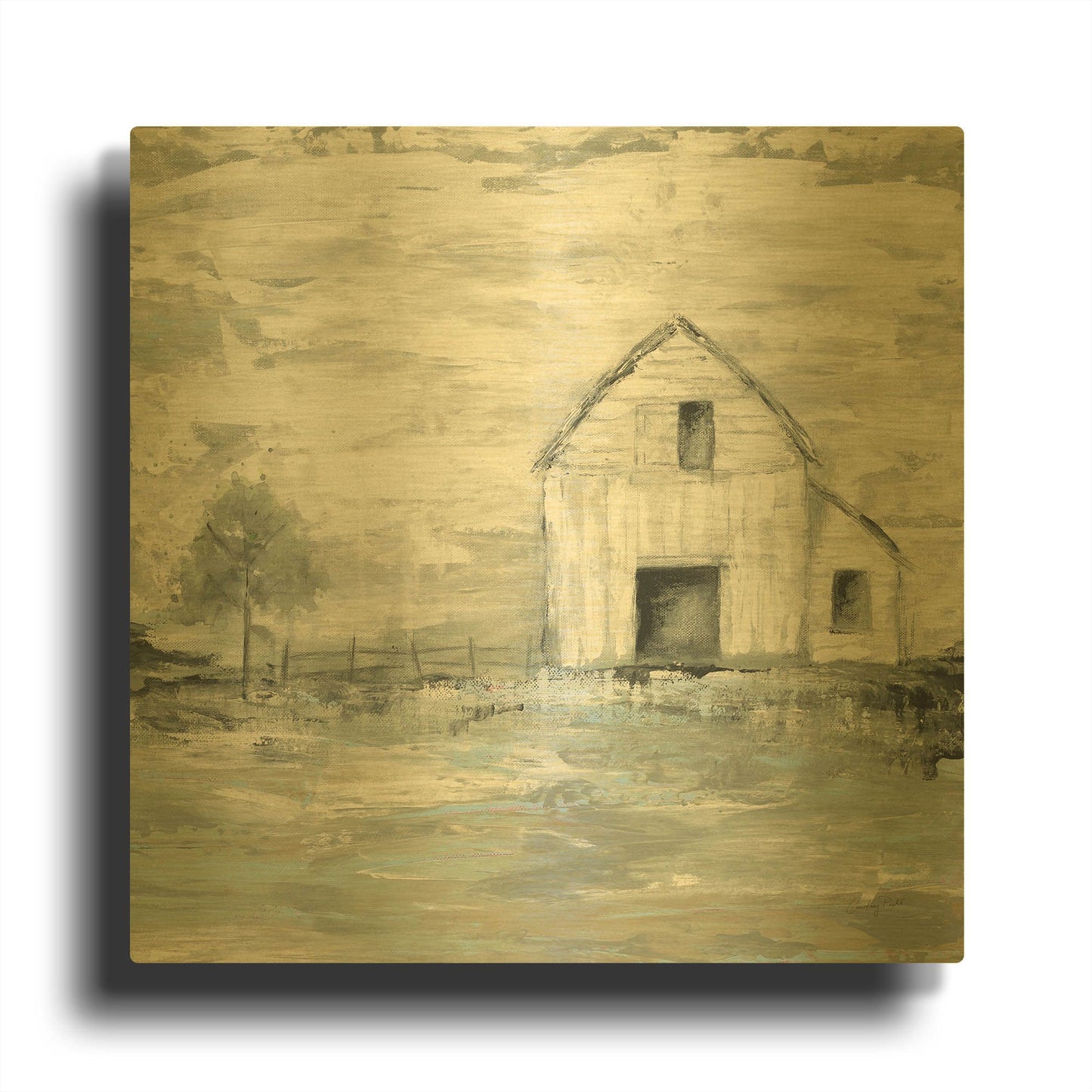 'Iowa Barn II' By Courtney Prahl Gold Metal Wall Art