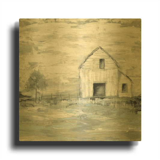 'Iowa Barn II' By Courtney Prahl Gold Metal Wall Art