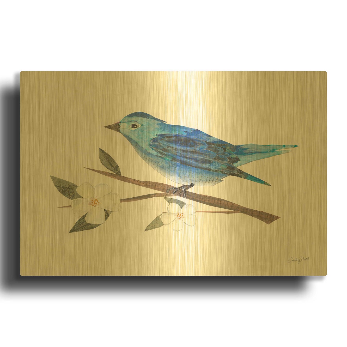 'Birds and Blossoms II' By Courtney Prahl Gold Metal Wall Art