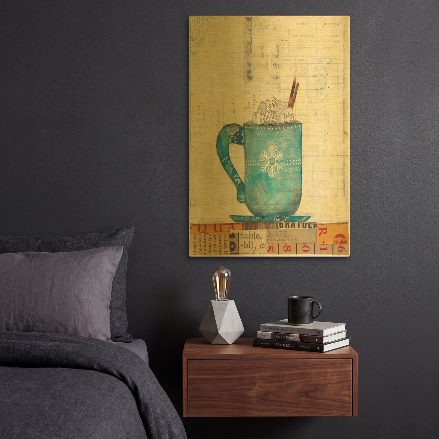 'Cozy Cups I' By Courtney Prahl Gold Metal Wall Art