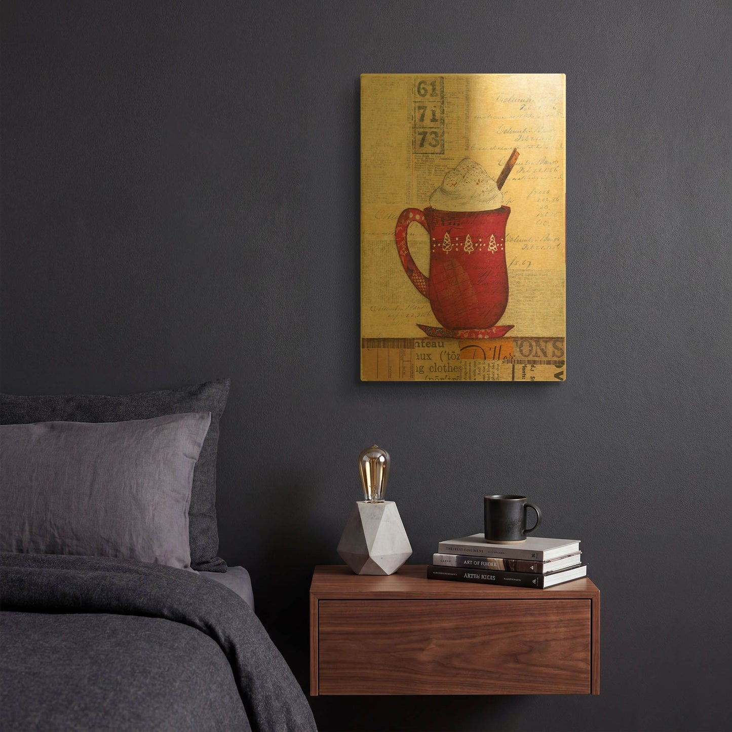 'Cozy Cups III' By Courtney Prahl Gold Metal Wall Art