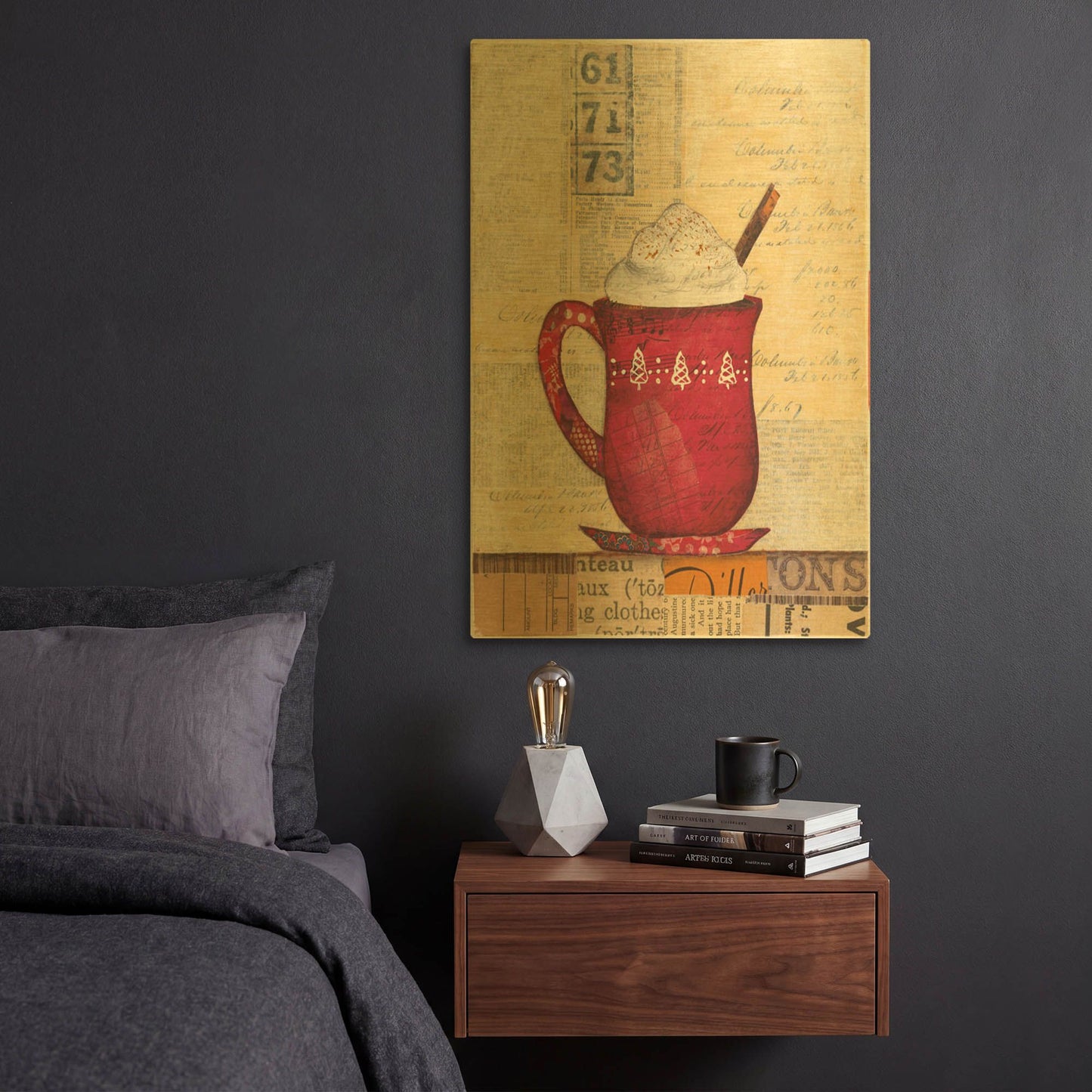'Cozy Cups III' By Courtney Prahl Gold Metal Wall Art
