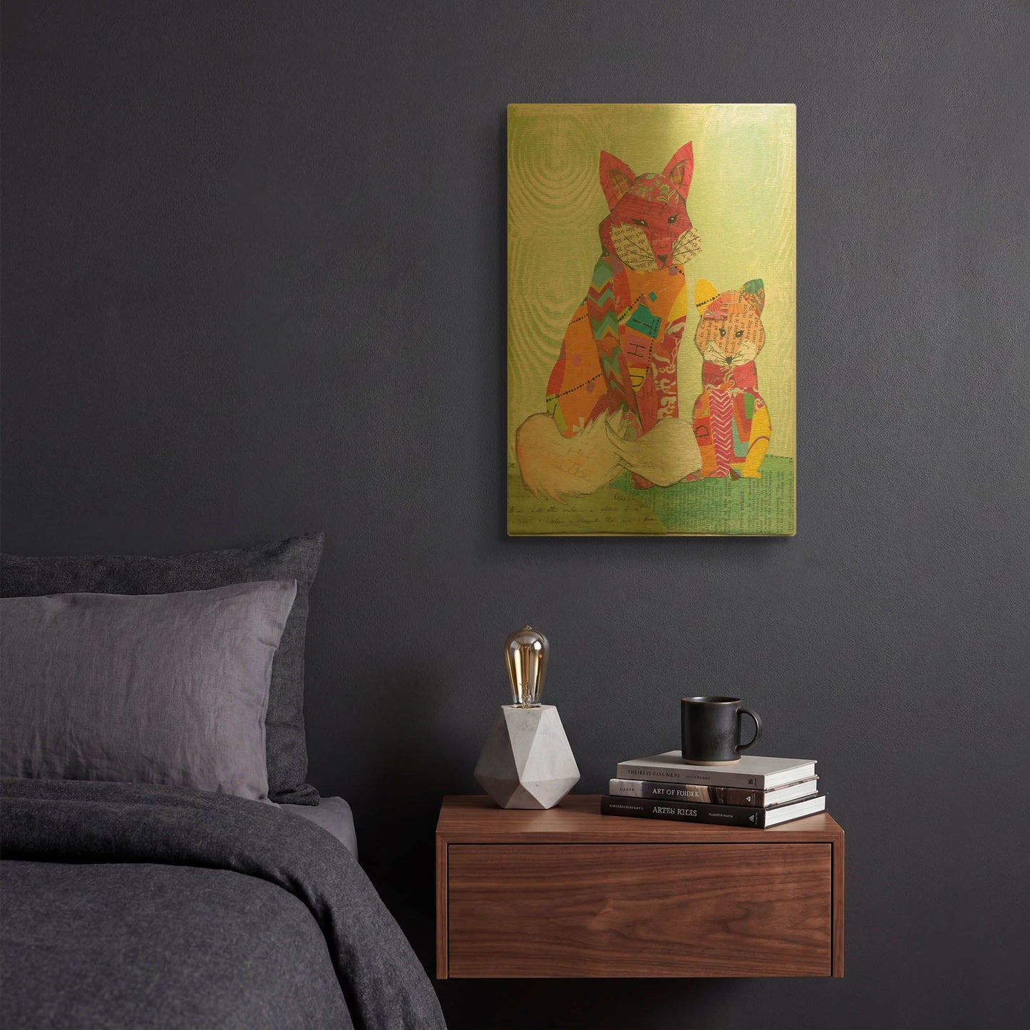 'Fox Family' By Courtney Prahl Gold Metal Wall Art