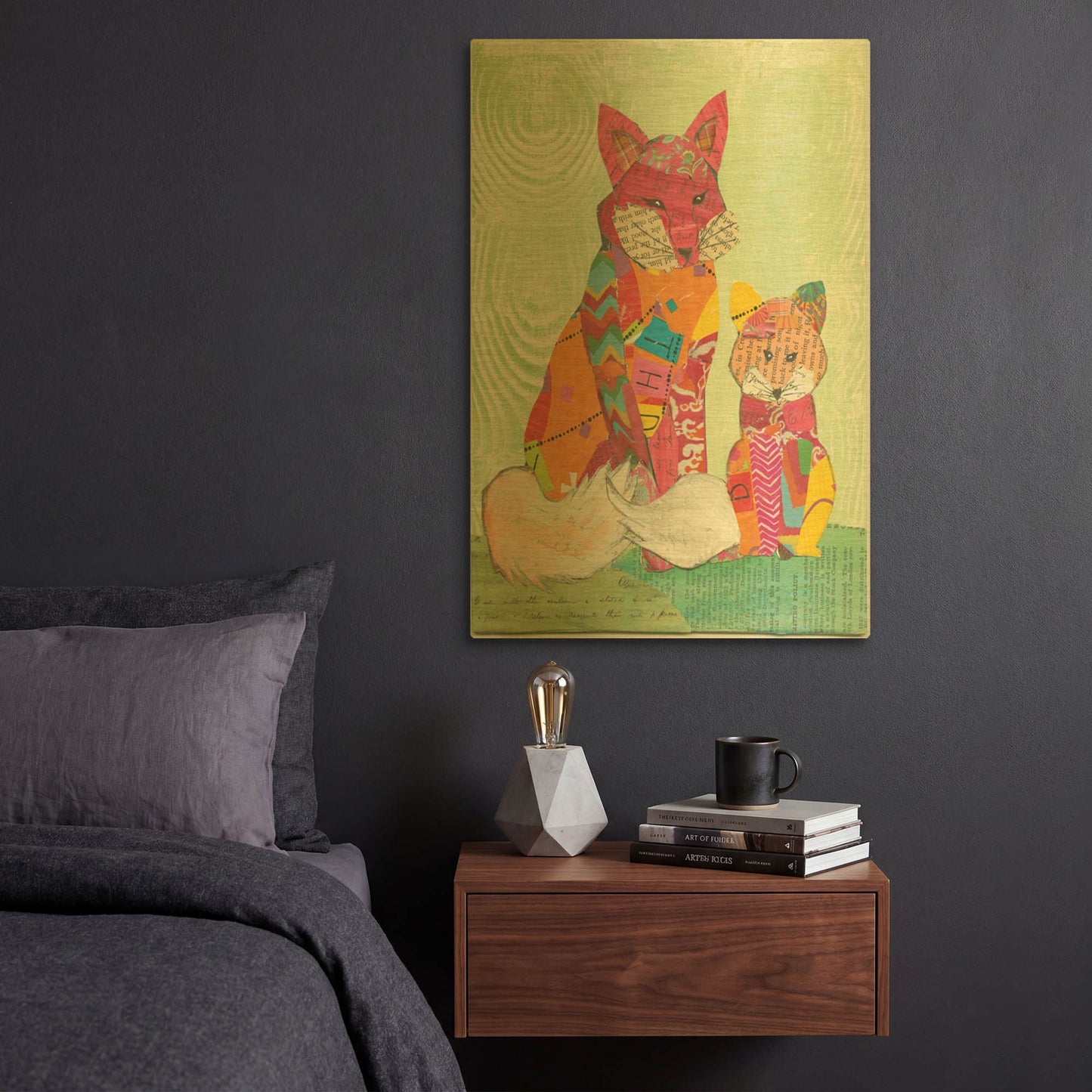 'Fox Family' By Courtney Prahl Gold Metal Wall Art