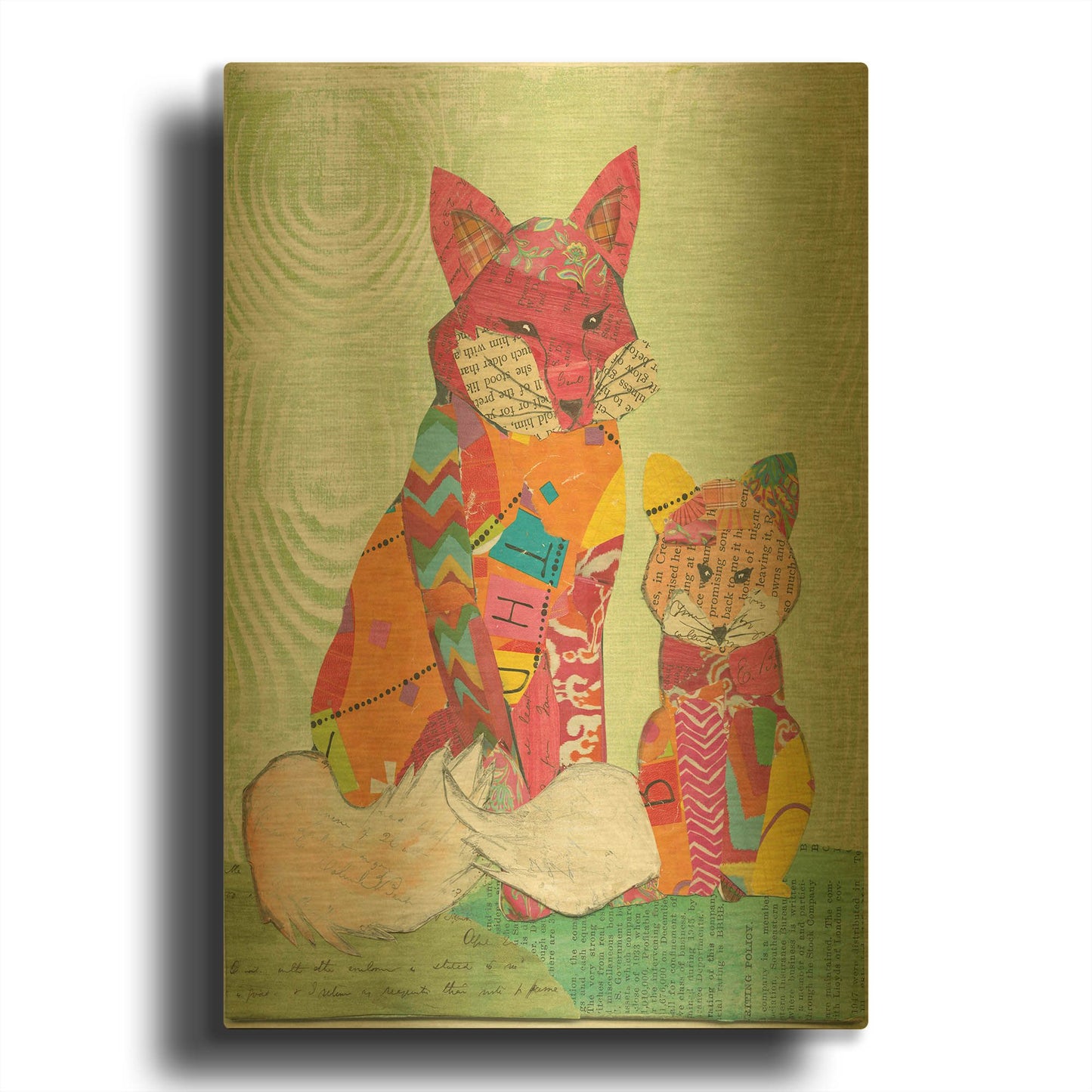 'Fox Family' By Courtney Prahl Gold Metal Wall Art