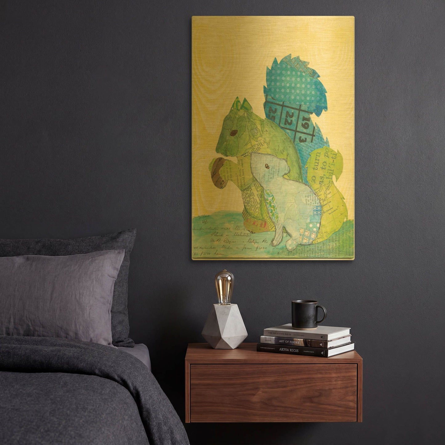 'Squirrel Family' By Courtney Prahl Gold Metal Wall Art