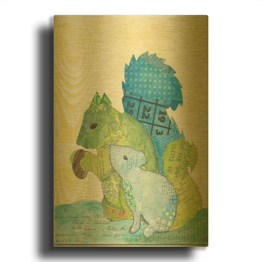 'Squirrel Family' By Courtney Prahl Gold Metal Wall Art