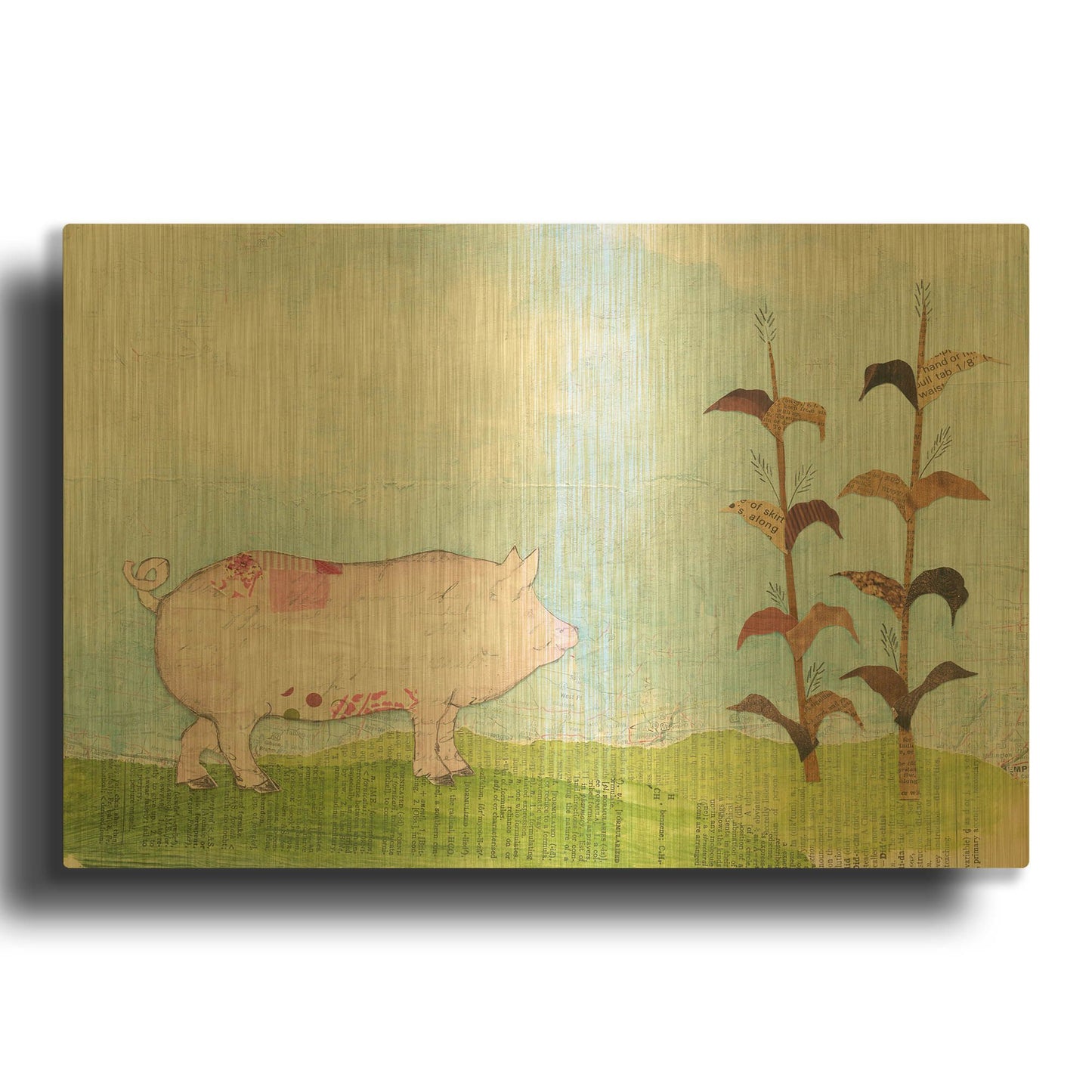 'On the Farm III' By Courtney Prahl Gold Metal Wall Art