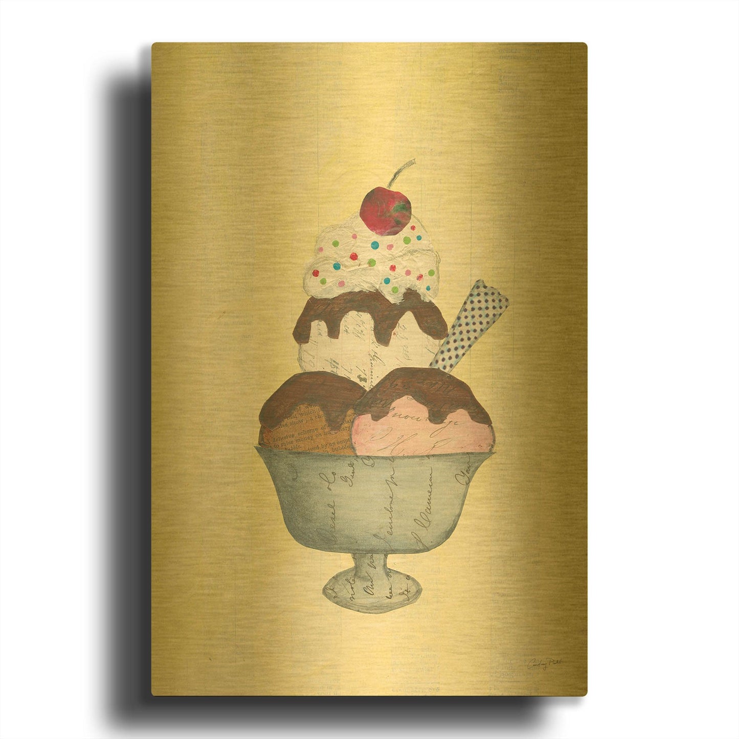 'Sundae Delight II' By Courtney Prahl Gold Metal Wall Art