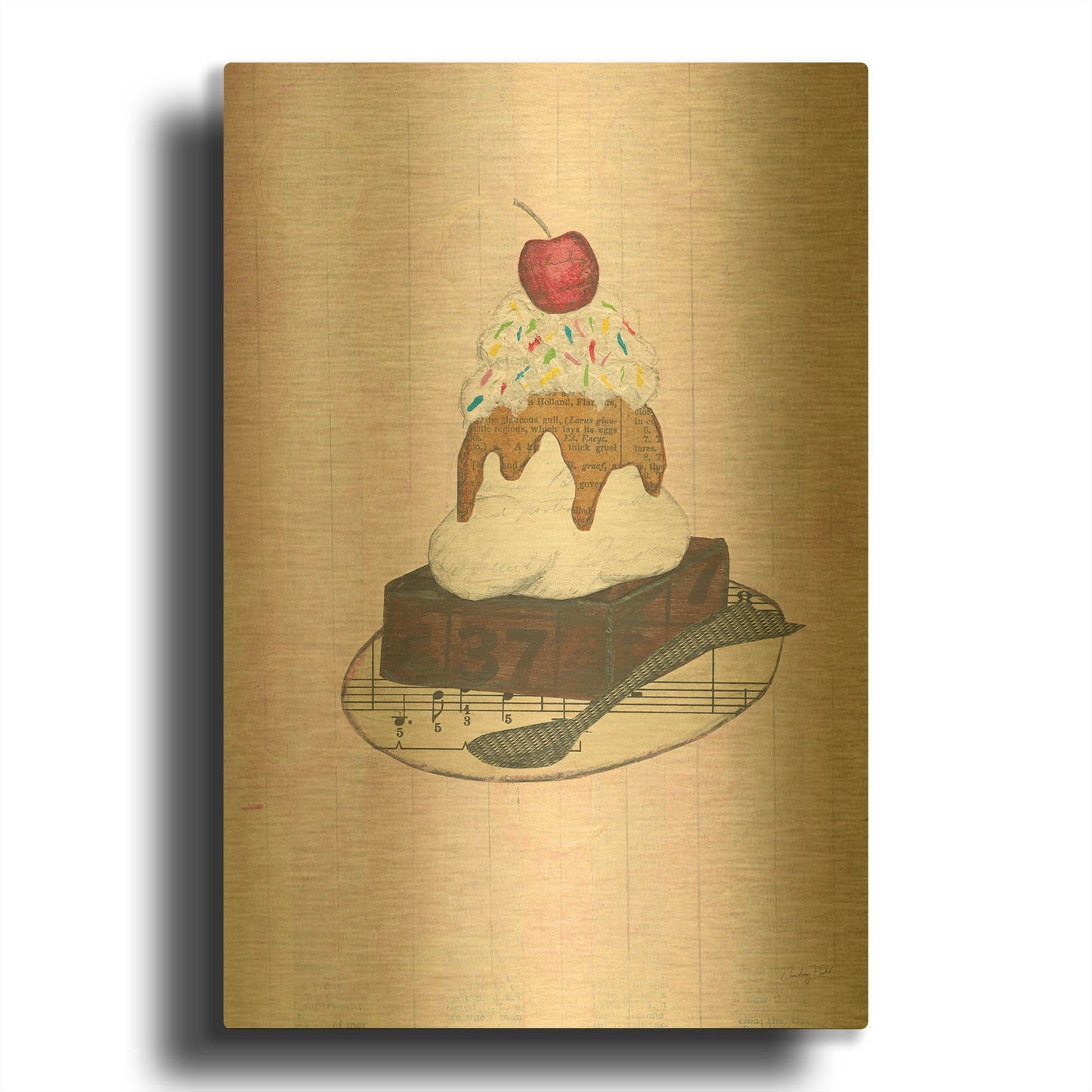 'Sundae Delight IV' By Courtney Prahl Gold Metal Wall Art