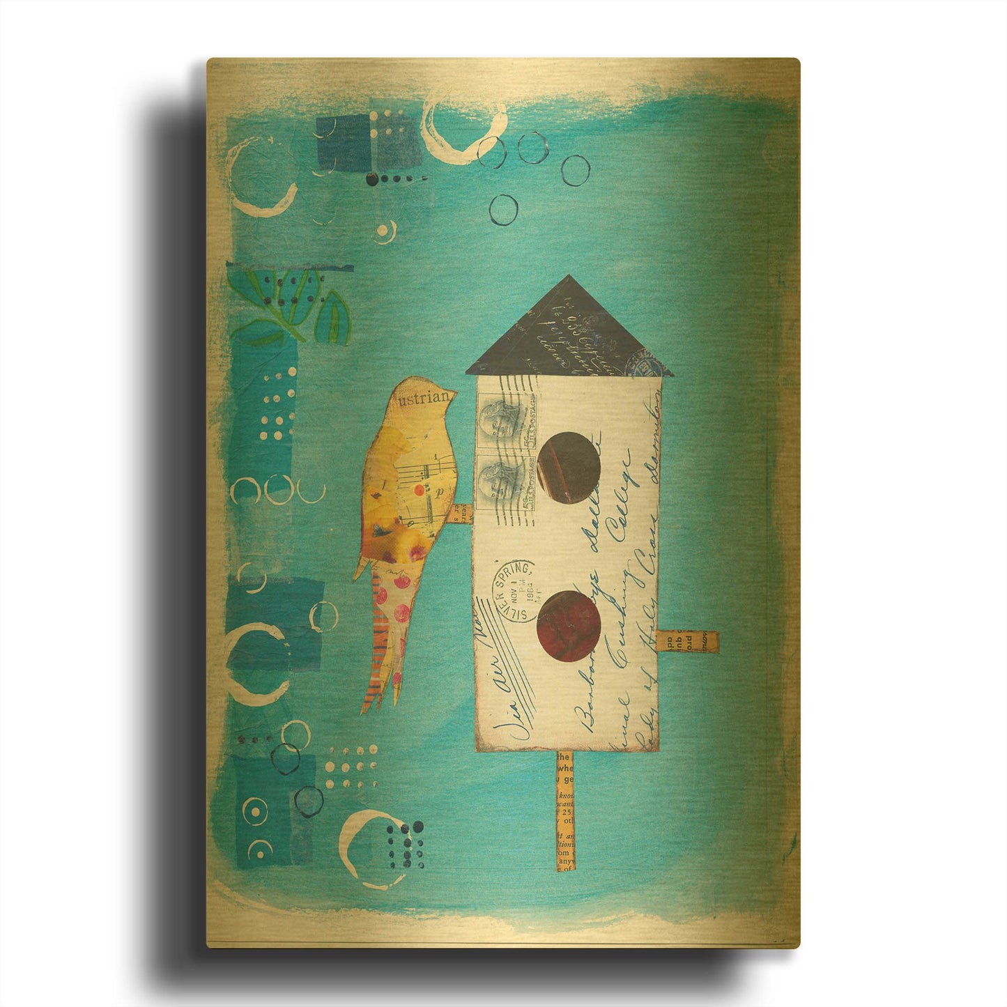 'At Home III' By Courtney Prahl Gold Metal Wall Art