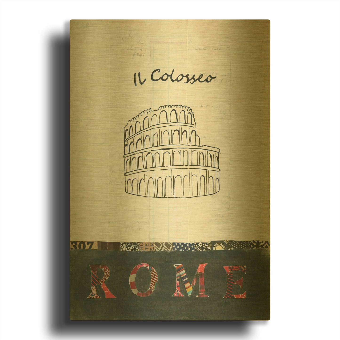 'Il Colosseo' By Courtney Prahl Gold Metal Wall Art
