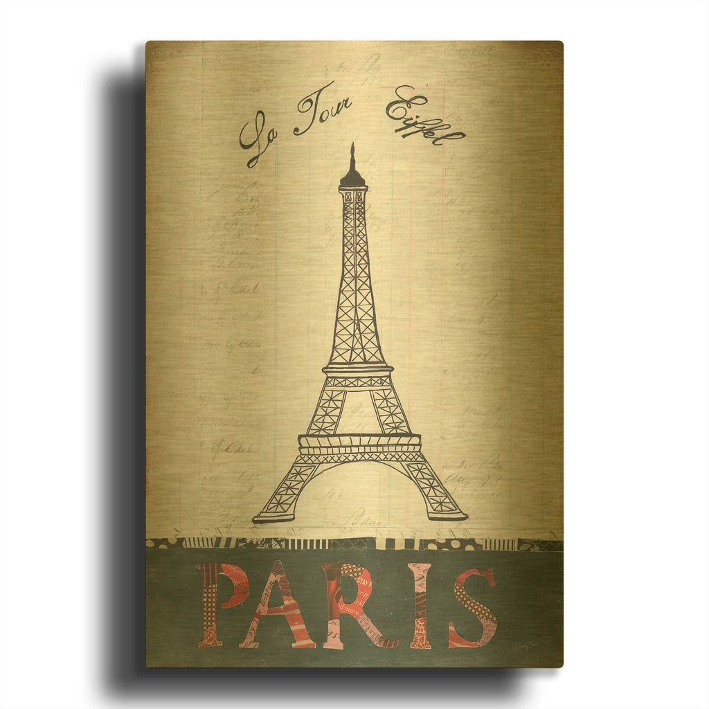 'La Tour Eiffel' By Courtney Prahl Gold Metal Wall Art