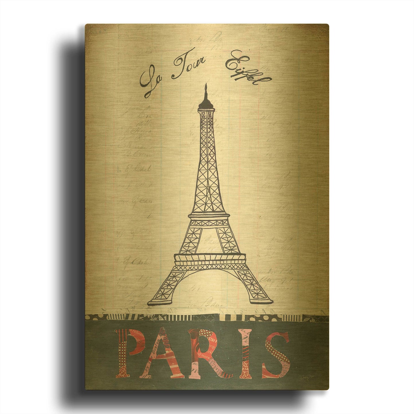 'La Tour Eiffel' By Courtney Prahl Gold Metal Wall Art