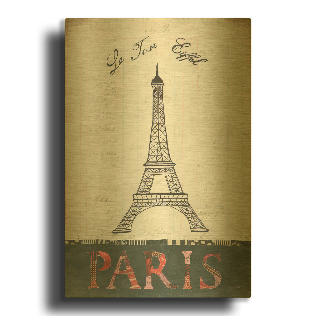 'La Tour Eiffel' By Courtney Prahl Gold Metal Wall Art