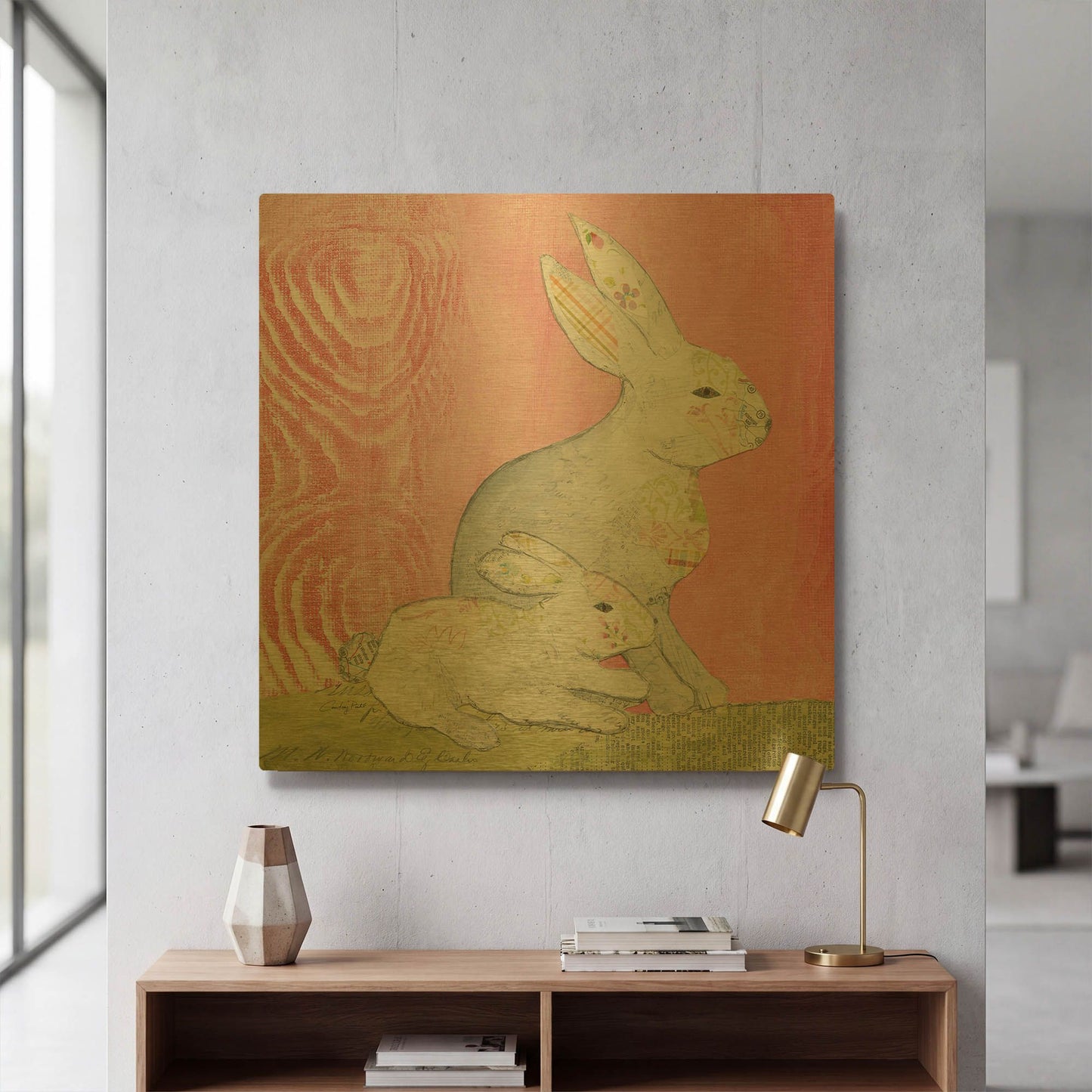 'Rabbit Family' By Courtney Prahl Gold Metal Wall Art