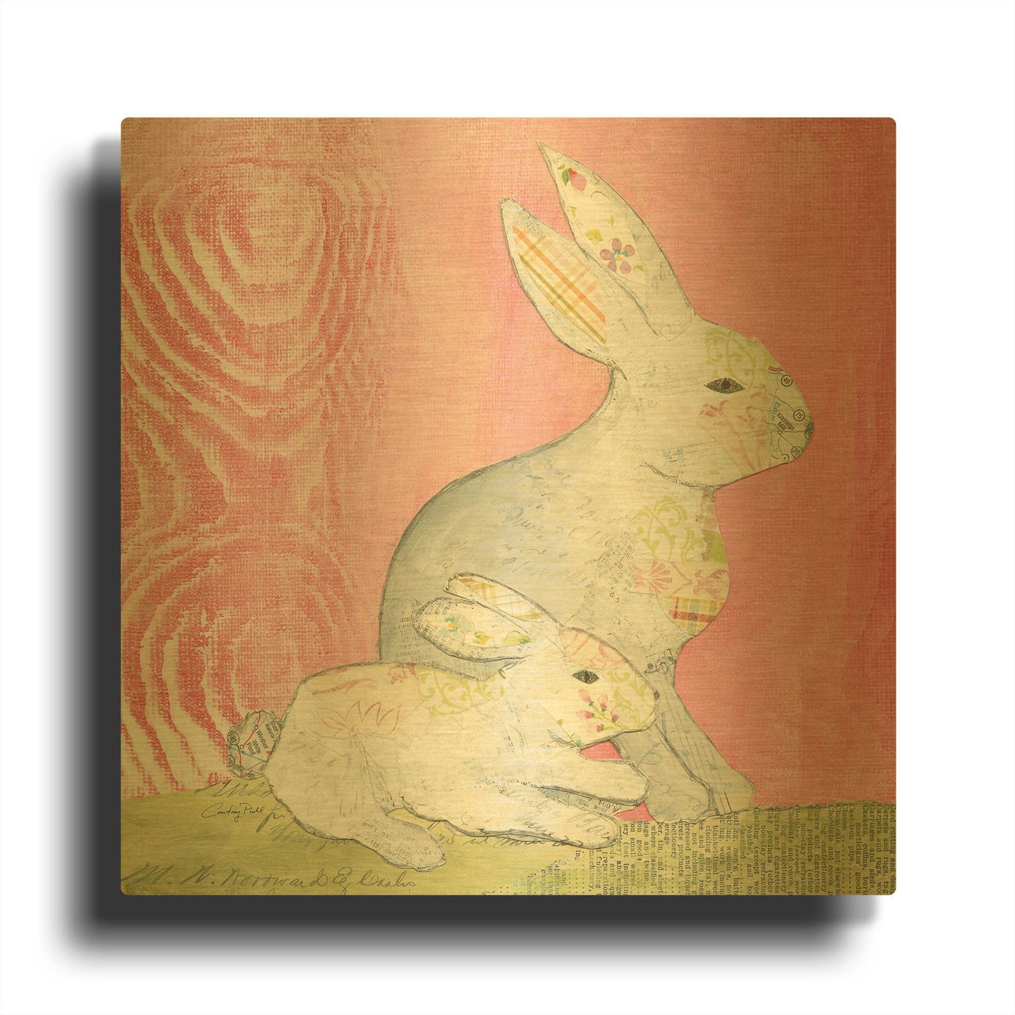 'Rabbit Family' By Courtney Prahl Gold Metal Wall Art
