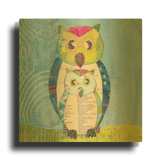 'Owl Family' By Courtney Prahl Gold Metal Wall Art