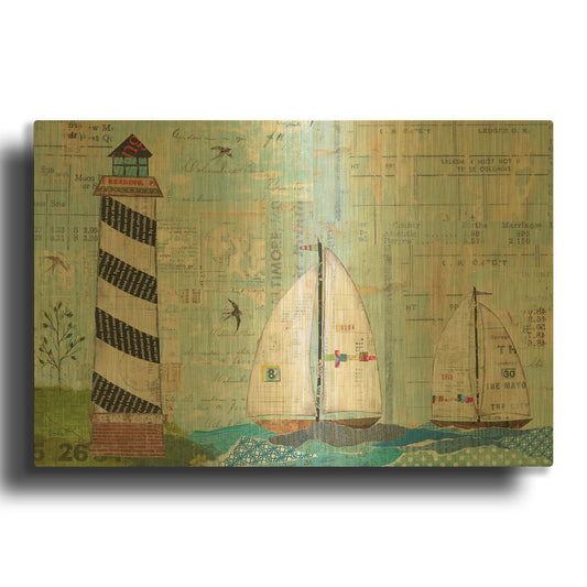 'At the Regatta Coastal Lighthouse' By Courtney Prahl Gold Metal Wall Art