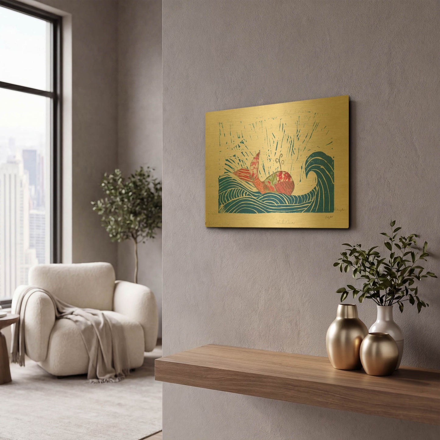 'Whale of a Time II' By Courtney Prahl Gold Metal Wall Art