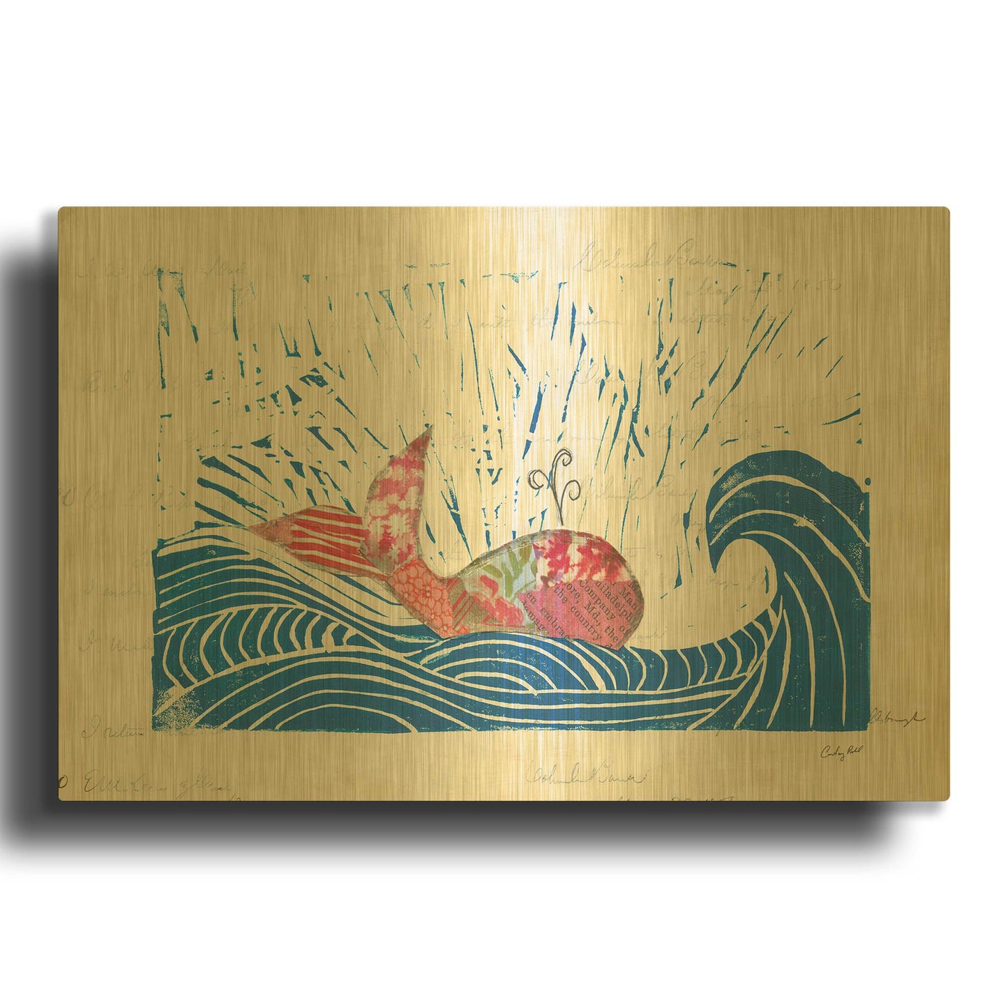 'Whale of a Time II' By Courtney Prahl Gold Metal Wall Art