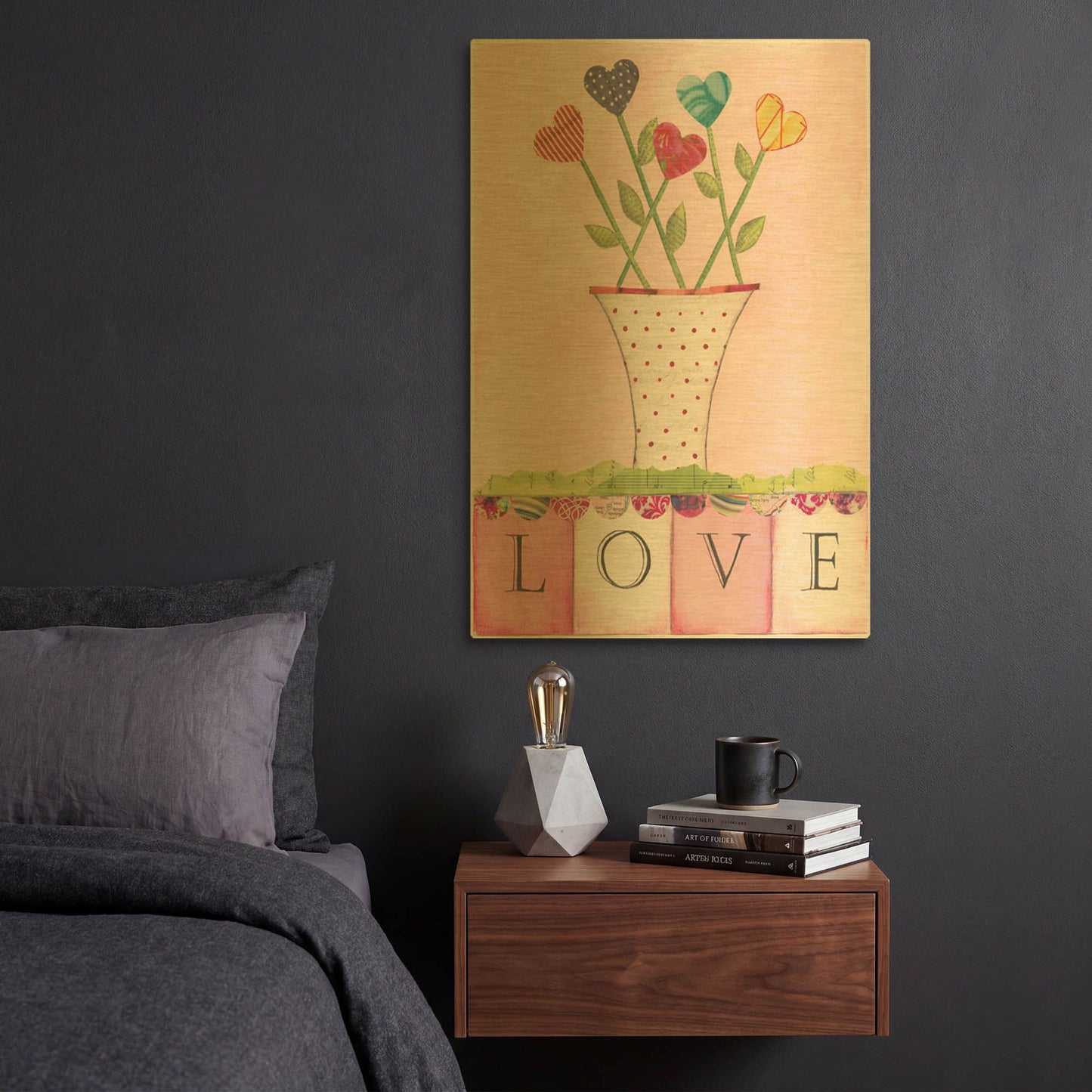 'Love' By Courtney Prahl Gold Metal Wall Art