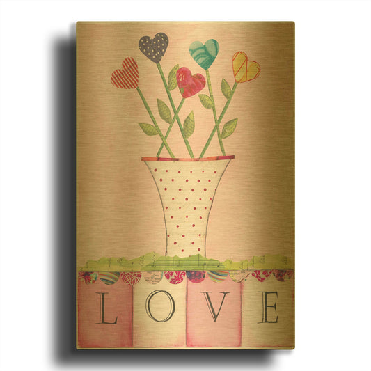 'Love' By Courtney Prahl Gold Metal Wall Art