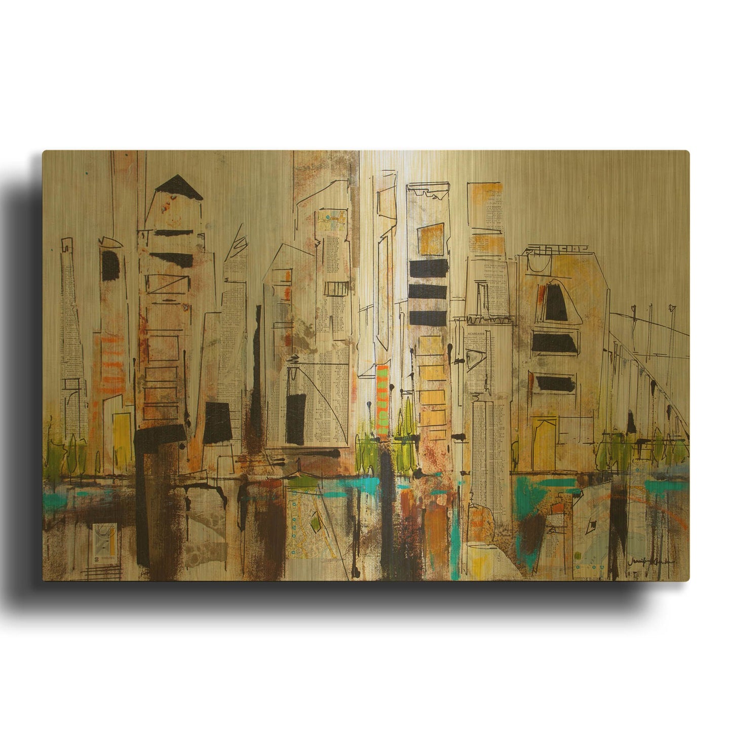 'Skyline 1 Acrylic' By Jennifer Gardner Gold Metal Wall Art