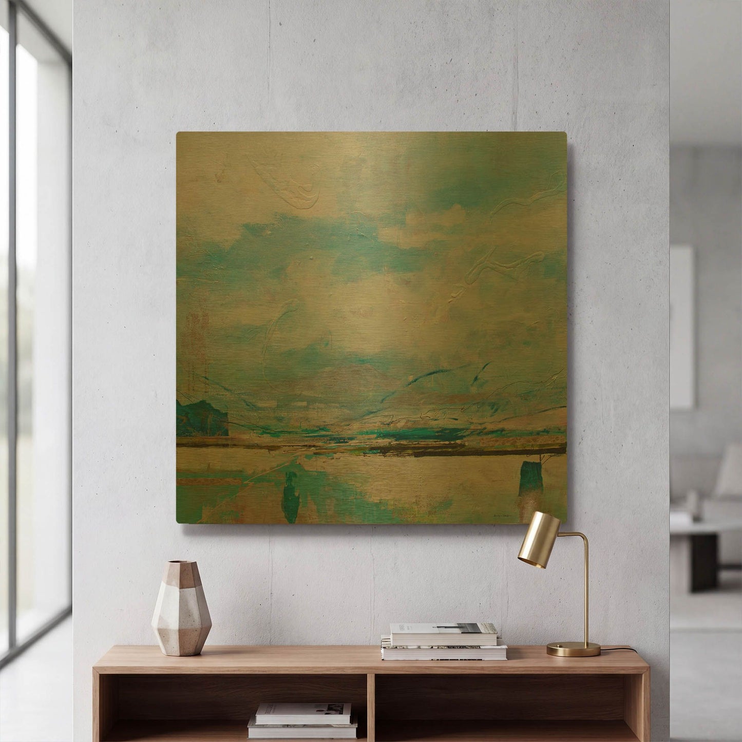 'Marsh Acrylic' By Jennifer Gardner Gold Metal Wall Art