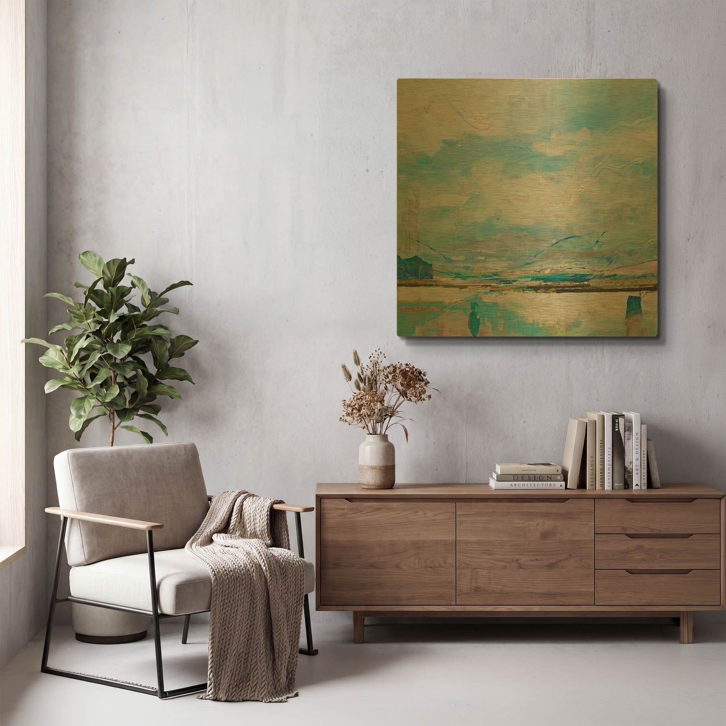 'Marsh Acrylic' By Jennifer Gardner Gold Metal Wall Art