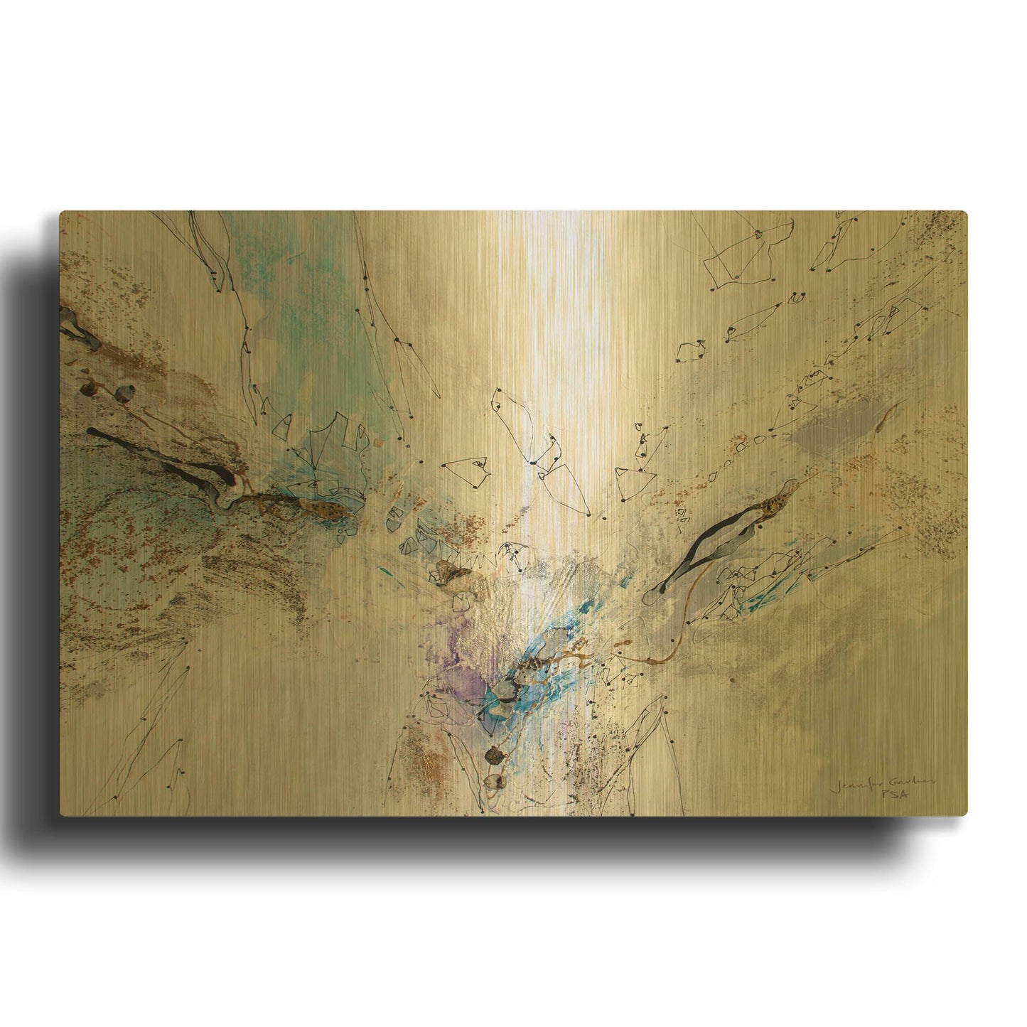 'Seafoam Neutral 3' By Jennifer Gardner Gold Metal Wall Art
