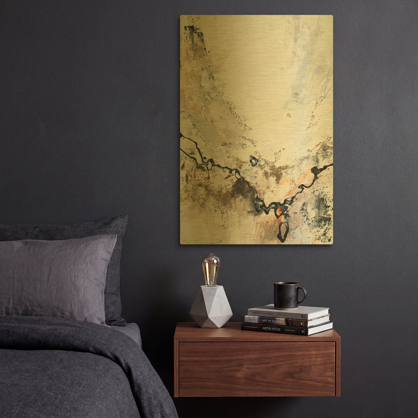 'Black and White Series 8' By Jennifer Gardner Gold Metal Wall Art