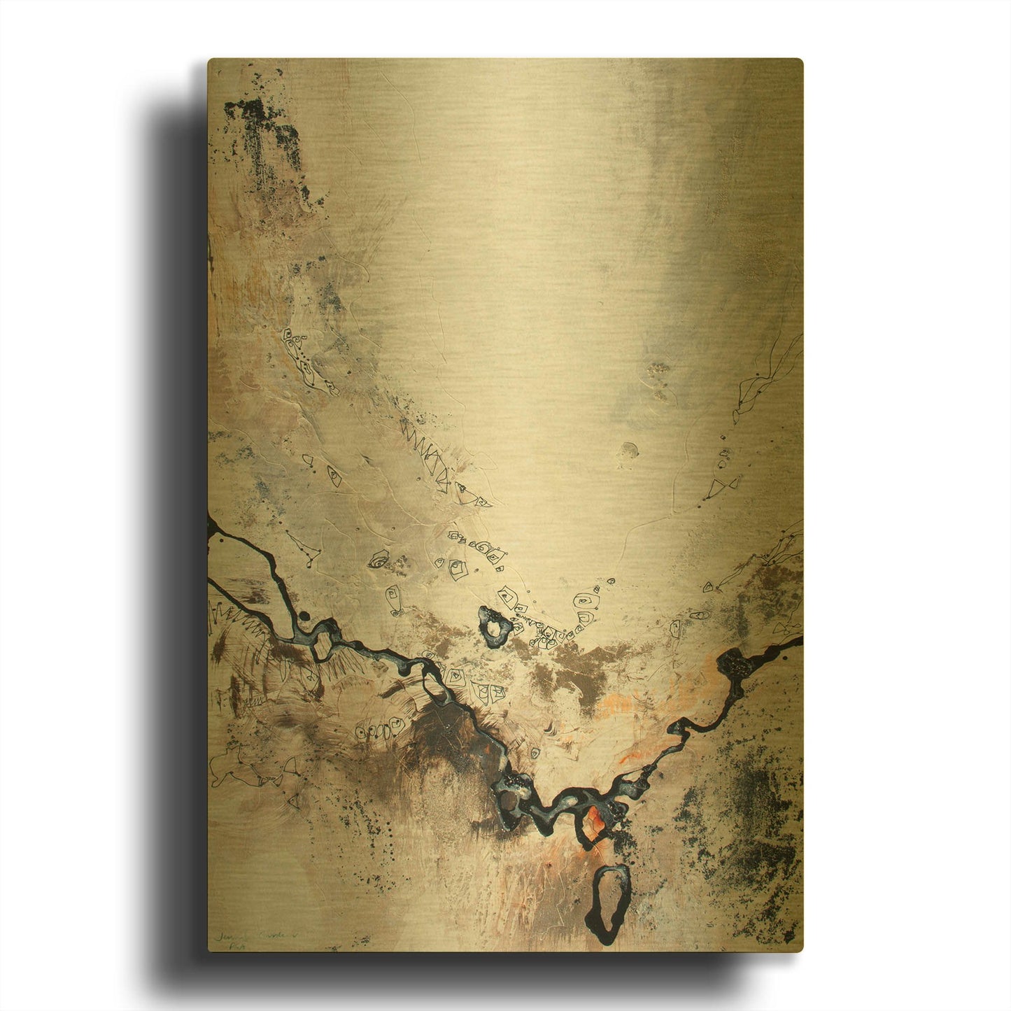 'Black and White Series 8' By Jennifer Gardner Gold Metal Wall Art