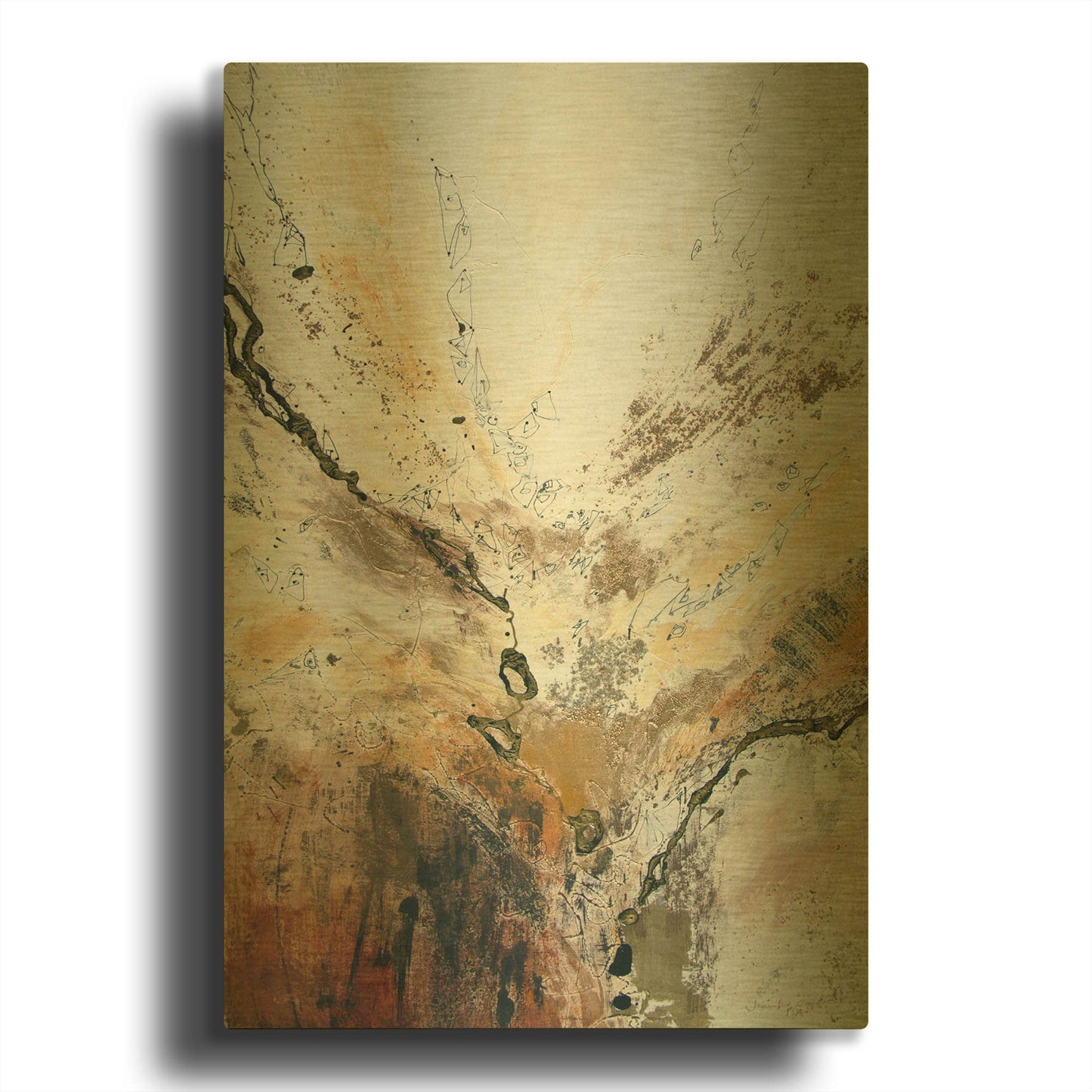 'Black and Gold Series 4' By Jennifer Gardner Gold Metal Wall Art