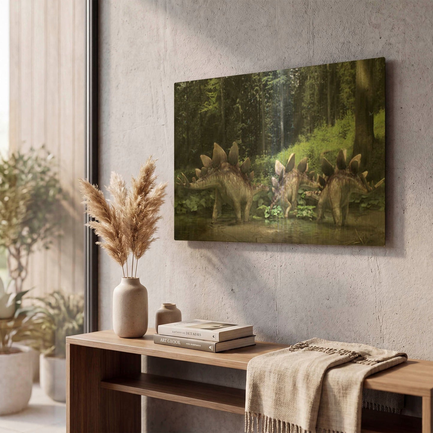 'Stegosaurus Family' By Damir Martin Gold Metal Wall Art