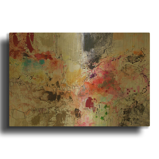 'Flow Red 9' By Jennifer Gardner Gold Metal Wall Art
