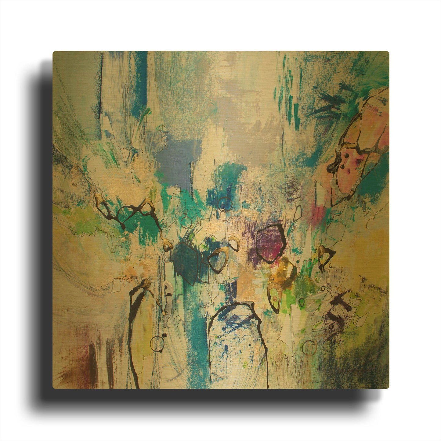 'Blue Series 17' By Jennifer Gardner Gold Metal Wall Art