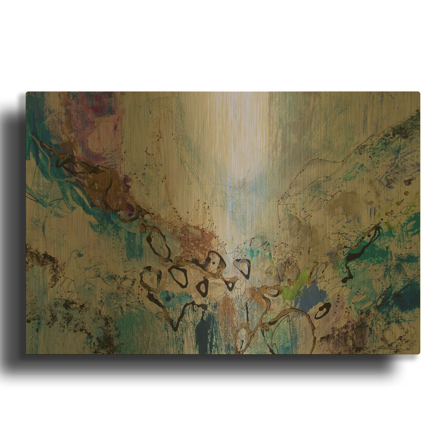 'Blue Series 14' By Jennifer Gardner Gold Metal Wall Art