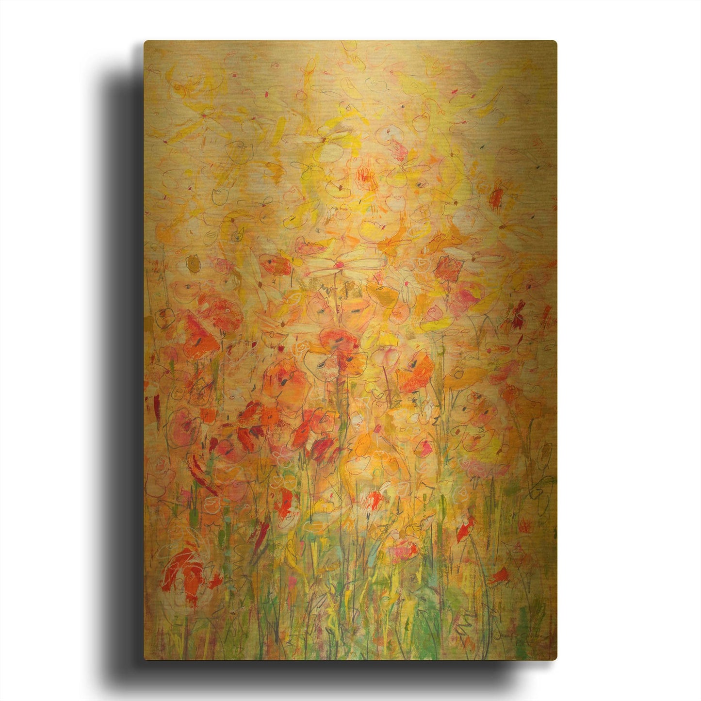 'Daisy Chain 16' By Jennifer Gardner Gold Metal Wall Art