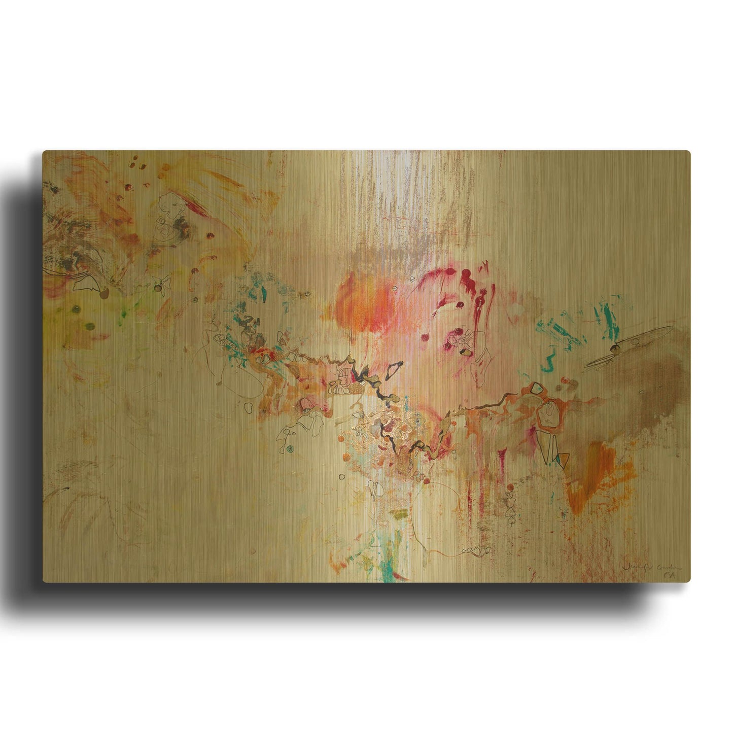 'White Series 4' By Jennifer Gardner Gold Metal Wall Art