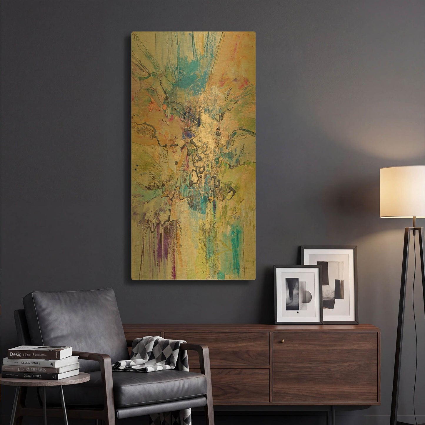 'Blue Series 13' By Jennifer Gardner Gold Metal Wall Art