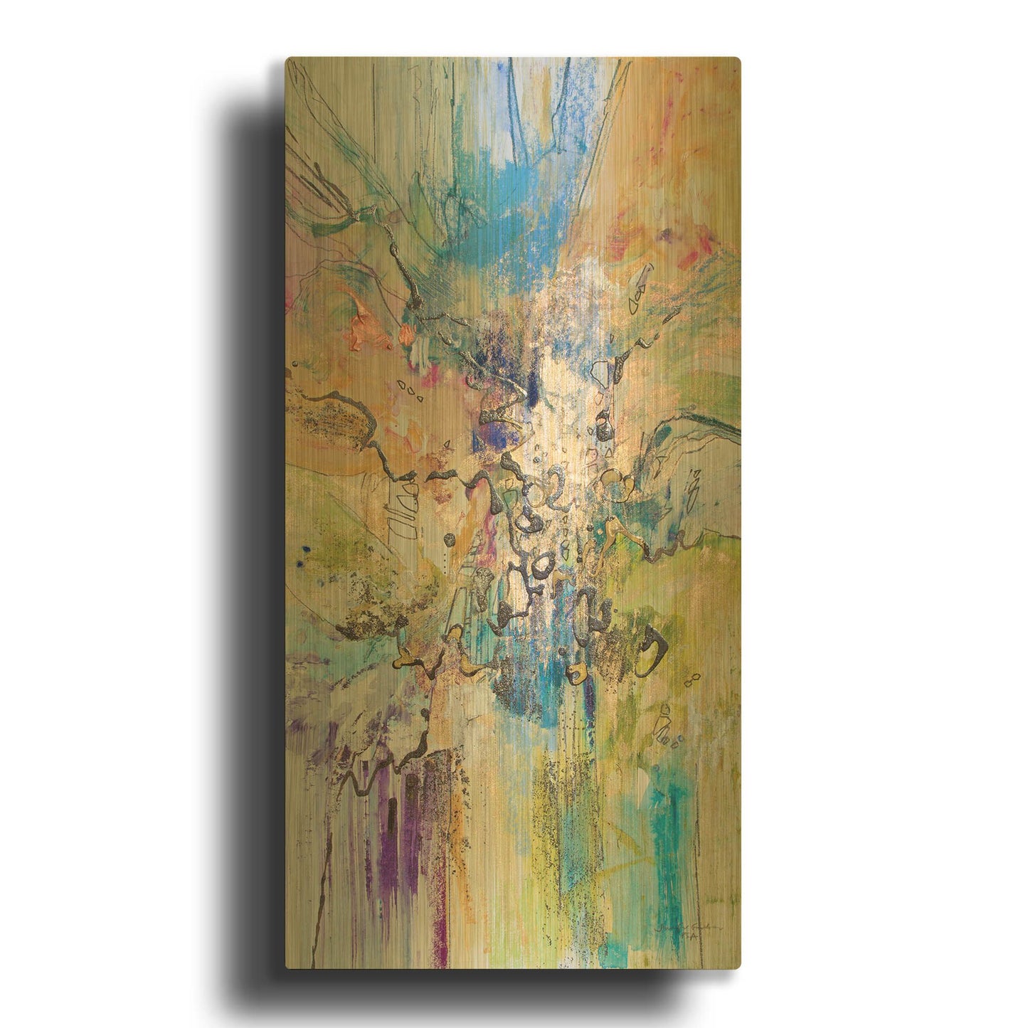 'Blue Series 13' By Jennifer Gardner Gold Metal Wall Art