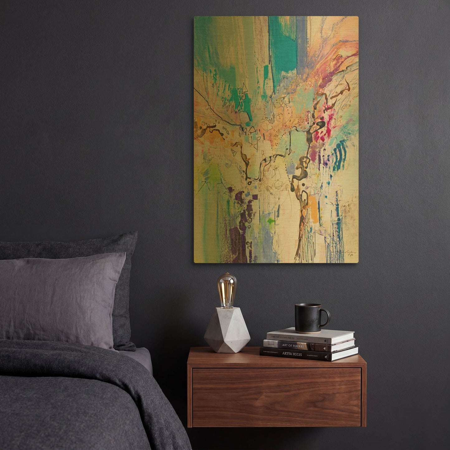 'Blue and Green Series 8' By Jennifer Gardner Gold Metal Wall Art