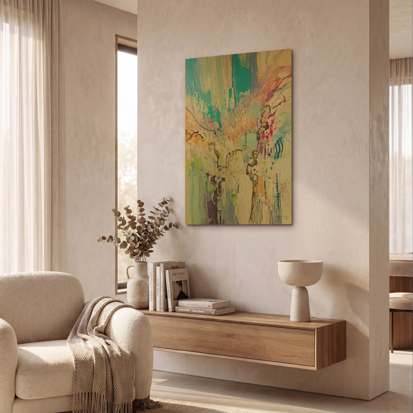 'Blue and Green Series 8' By Jennifer Gardner Gold Metal Wall Art