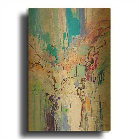 'Blue and Green Series 8' By Jennifer Gardner Gold Metal Wall Art