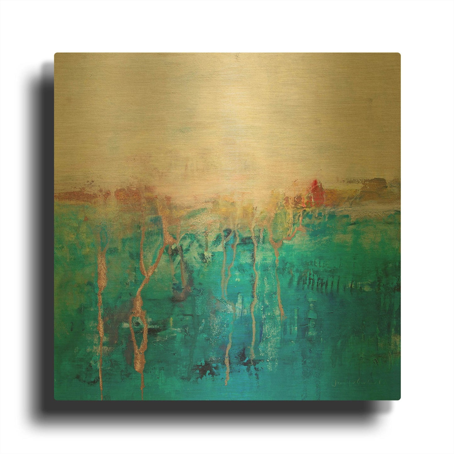 'Blue Horizon' By Jennifer Gardner Gold Metal Wall Art