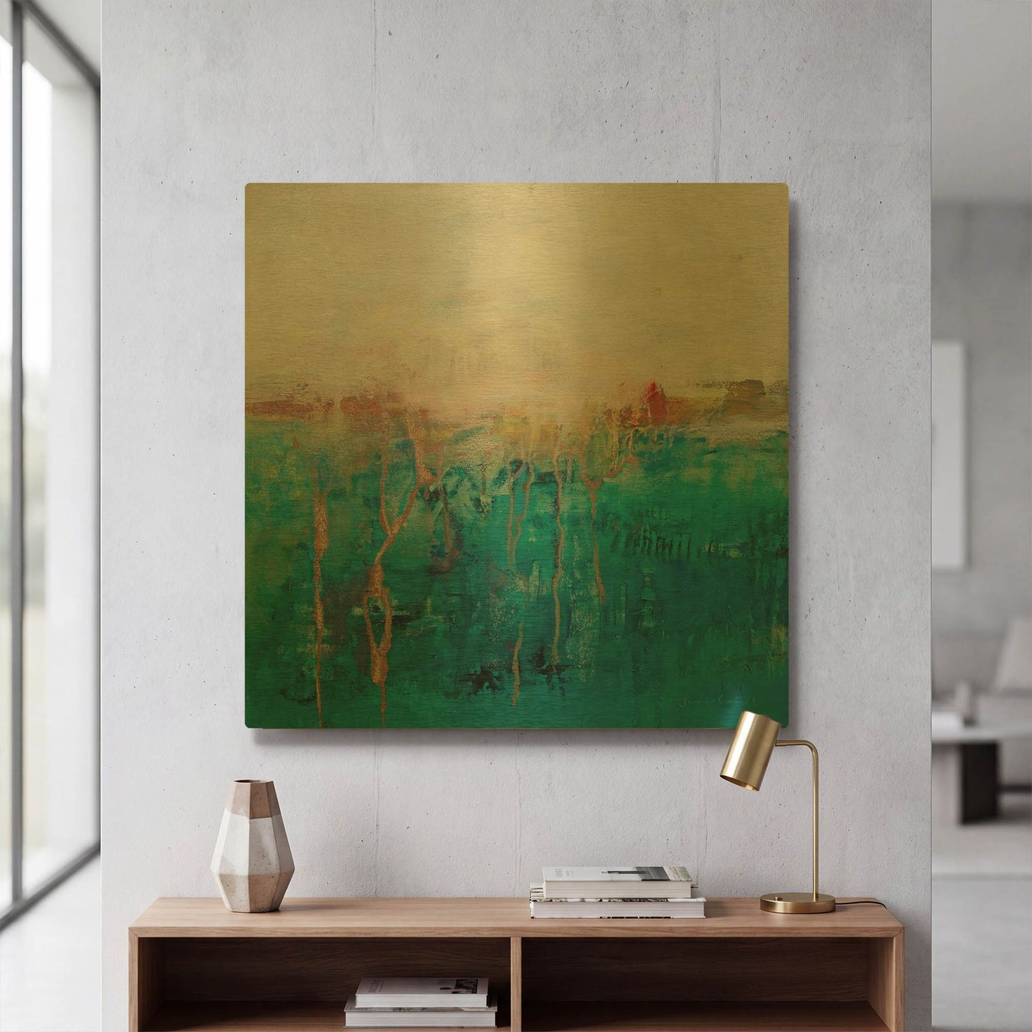 'Blue Horizon' By Jennifer Gardner Gold Metal Wall Art