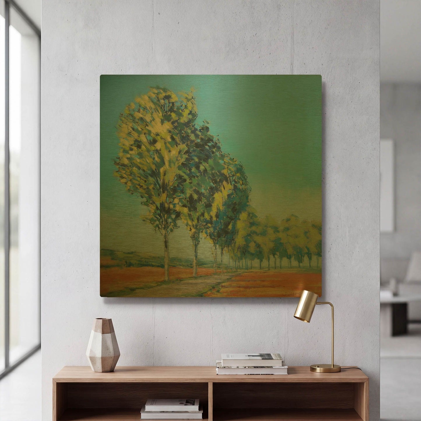 'Normandy Poplars II' By Jennifer Gardner Gold Metal Wall Art