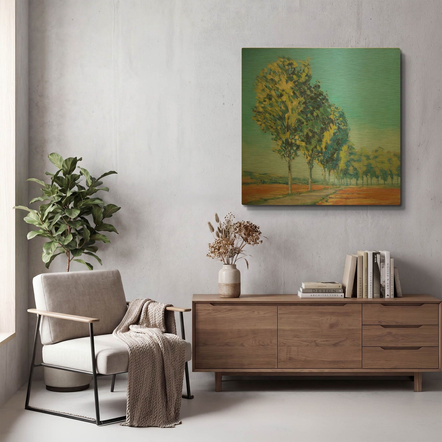 'Normandy Poplars II' By Jennifer Gardner Gold Metal Wall Art